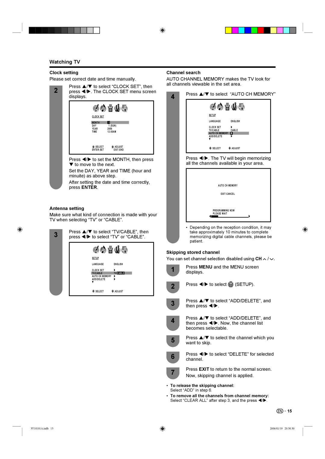 Sharp LC-26D40U, LC-32D40U operation manual Watching TV 