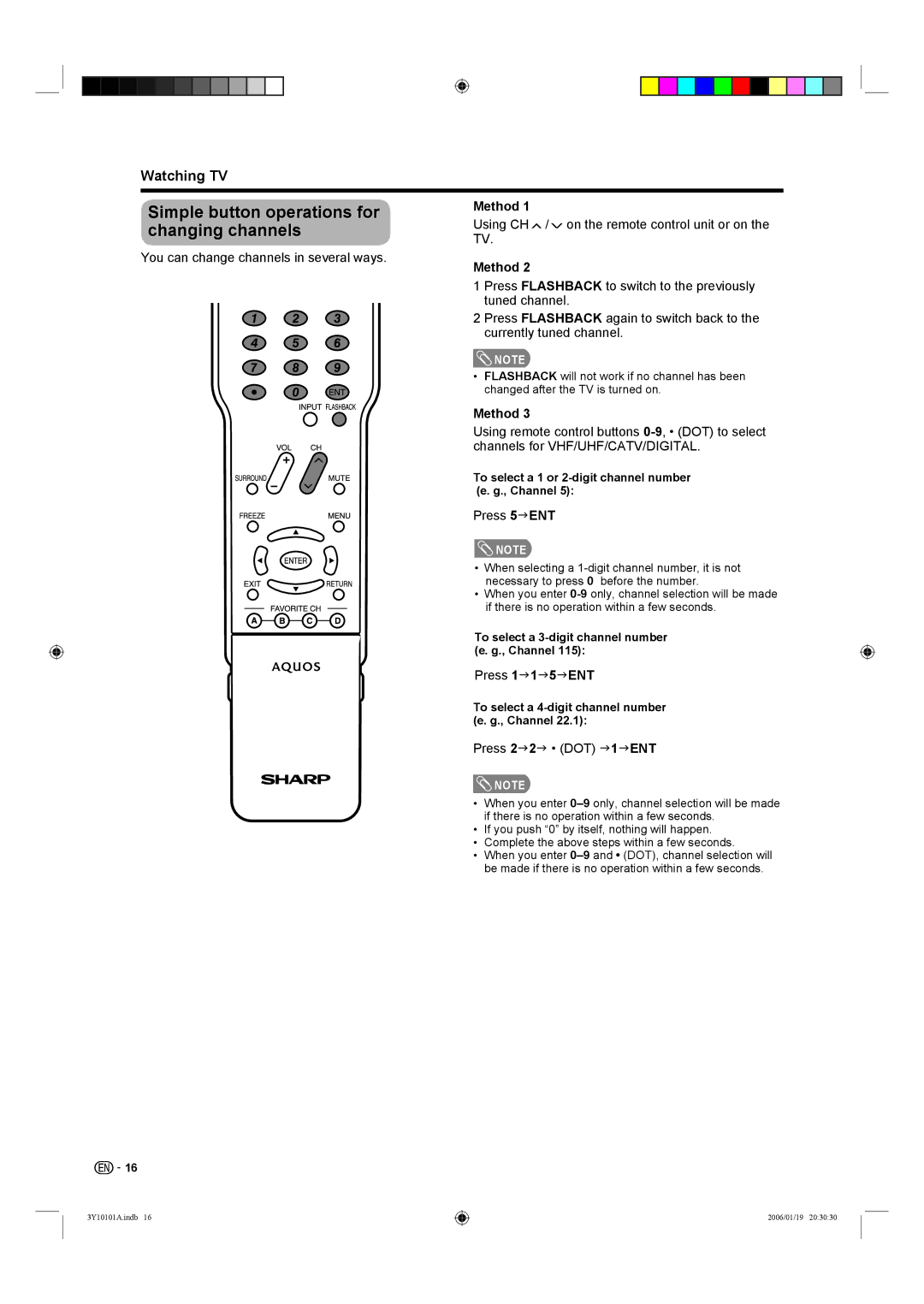 Sharp LC-32D40U, LC-26D40U operation manual Simple button operations for, Changing channels, Method 