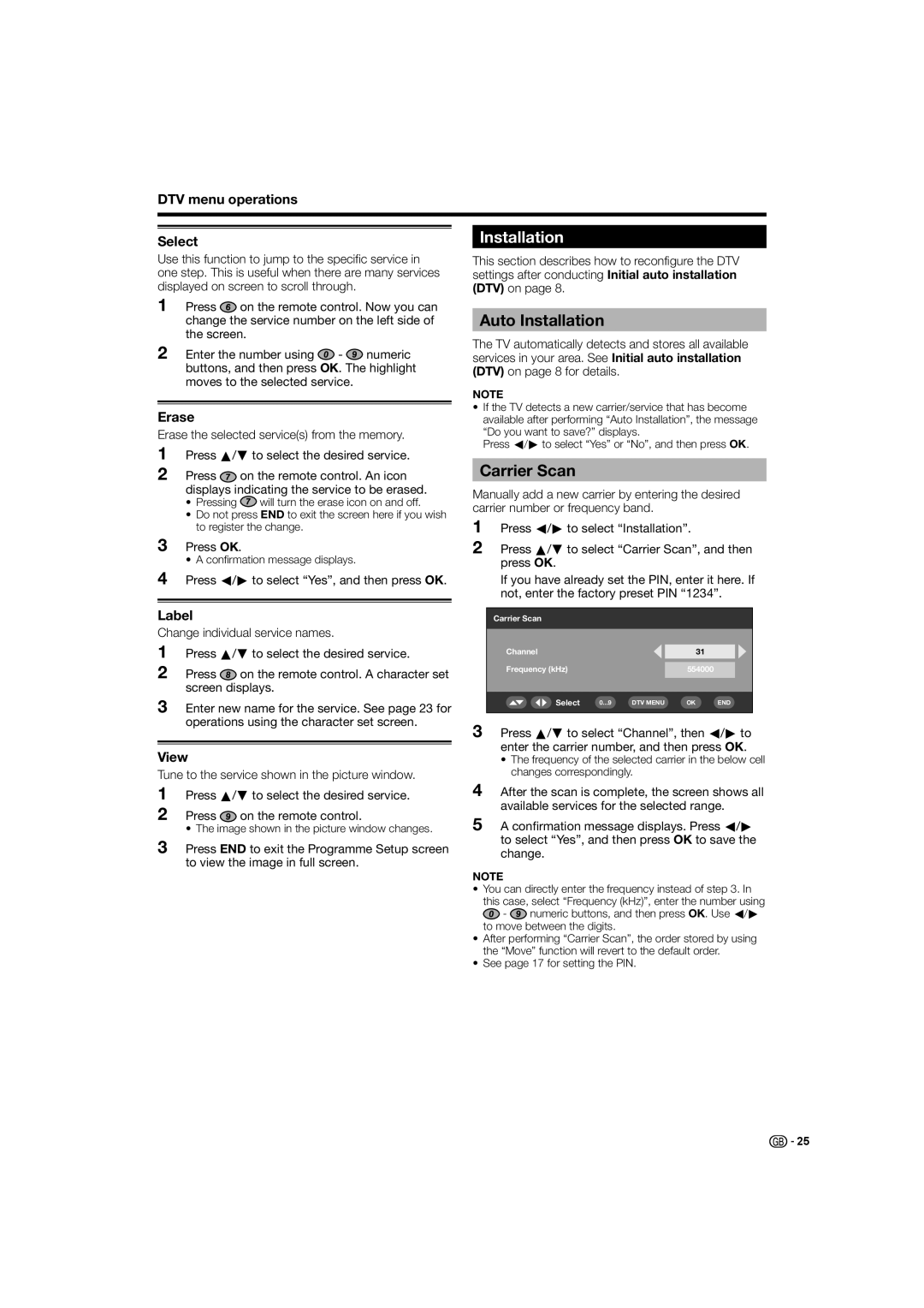 Sharp LC-32D44E, LC-32D44S operation manual Auto Installation, Carrier Scan 