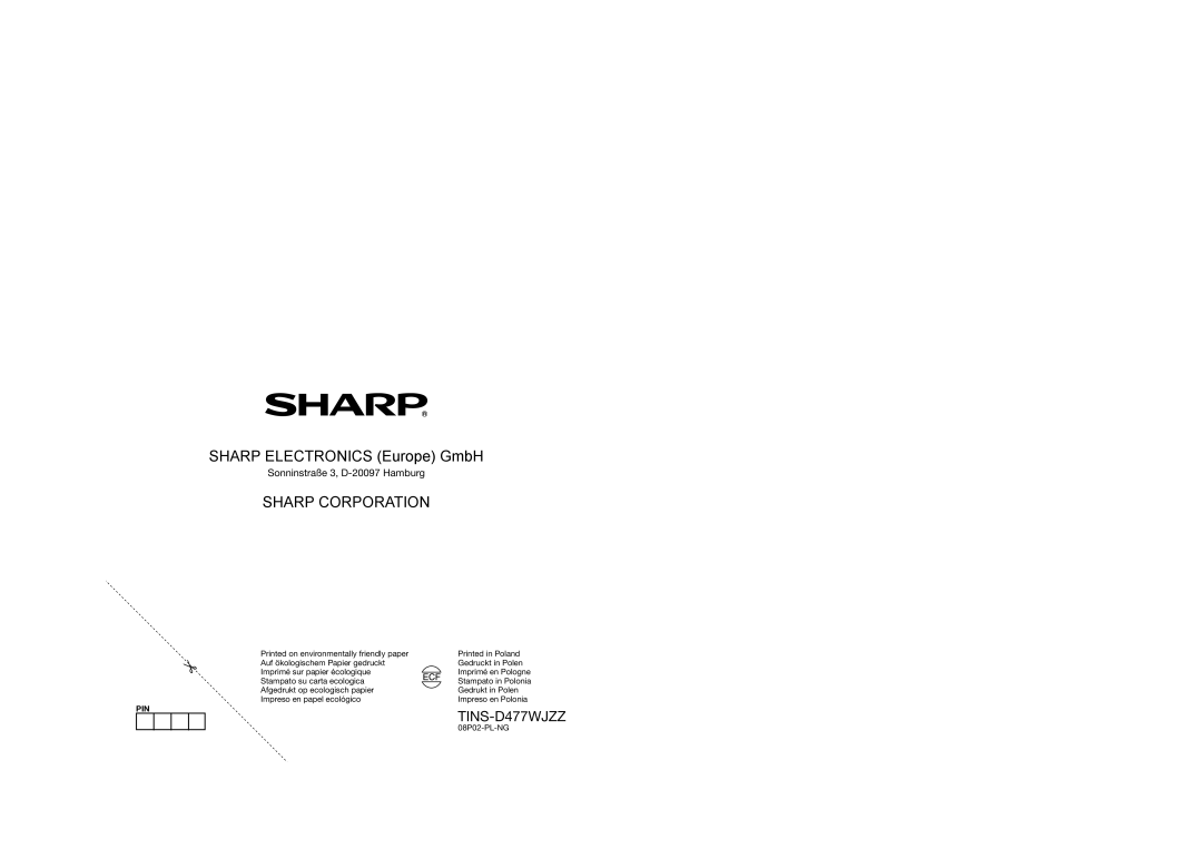 Sharp LC-32D44S, LC-32D44E operation manual Sharp Corporation, 08P02-PL-NG 