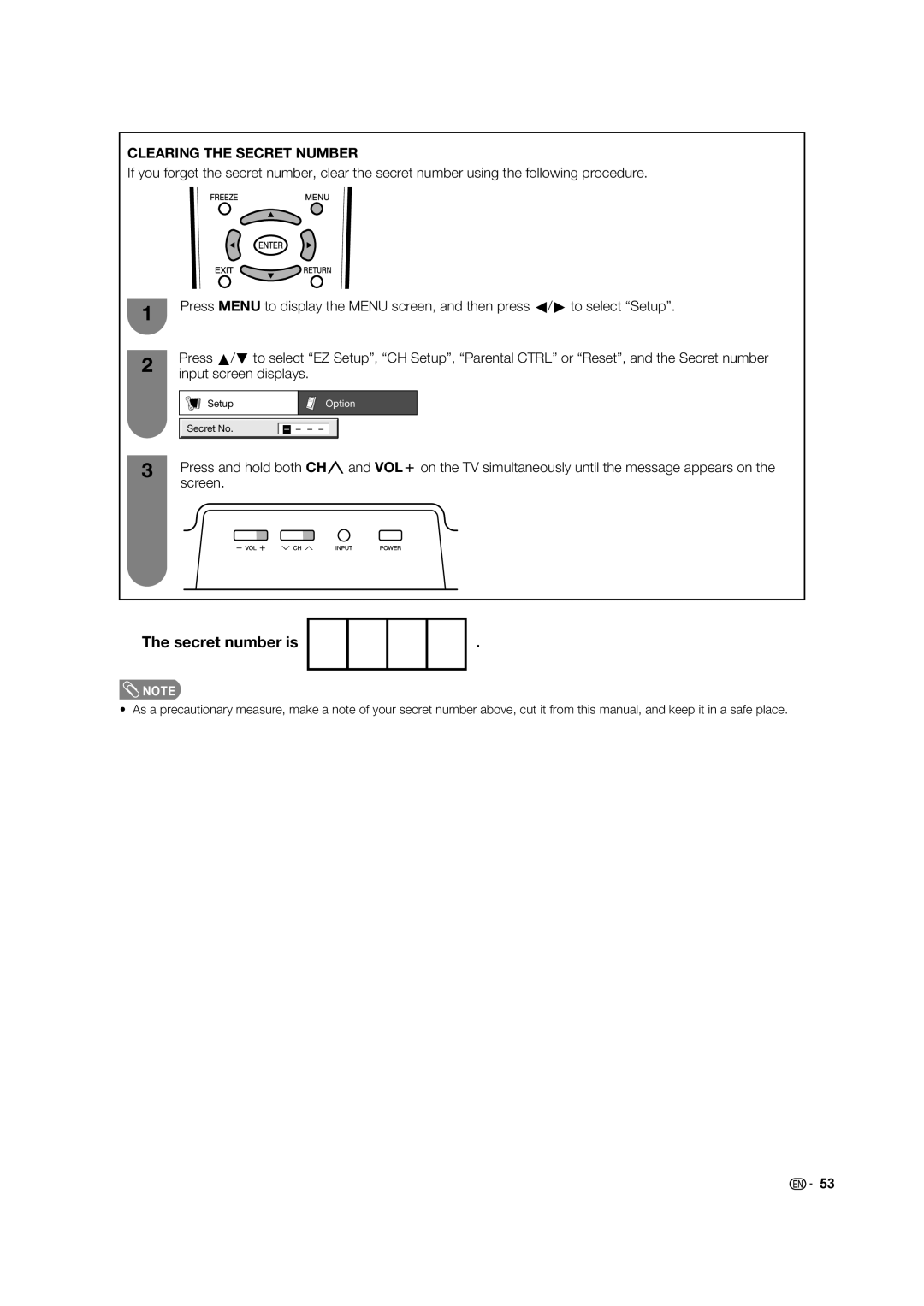 Sharp LC-32D62U operation manual Secret number is, Input screen displays, Screen 