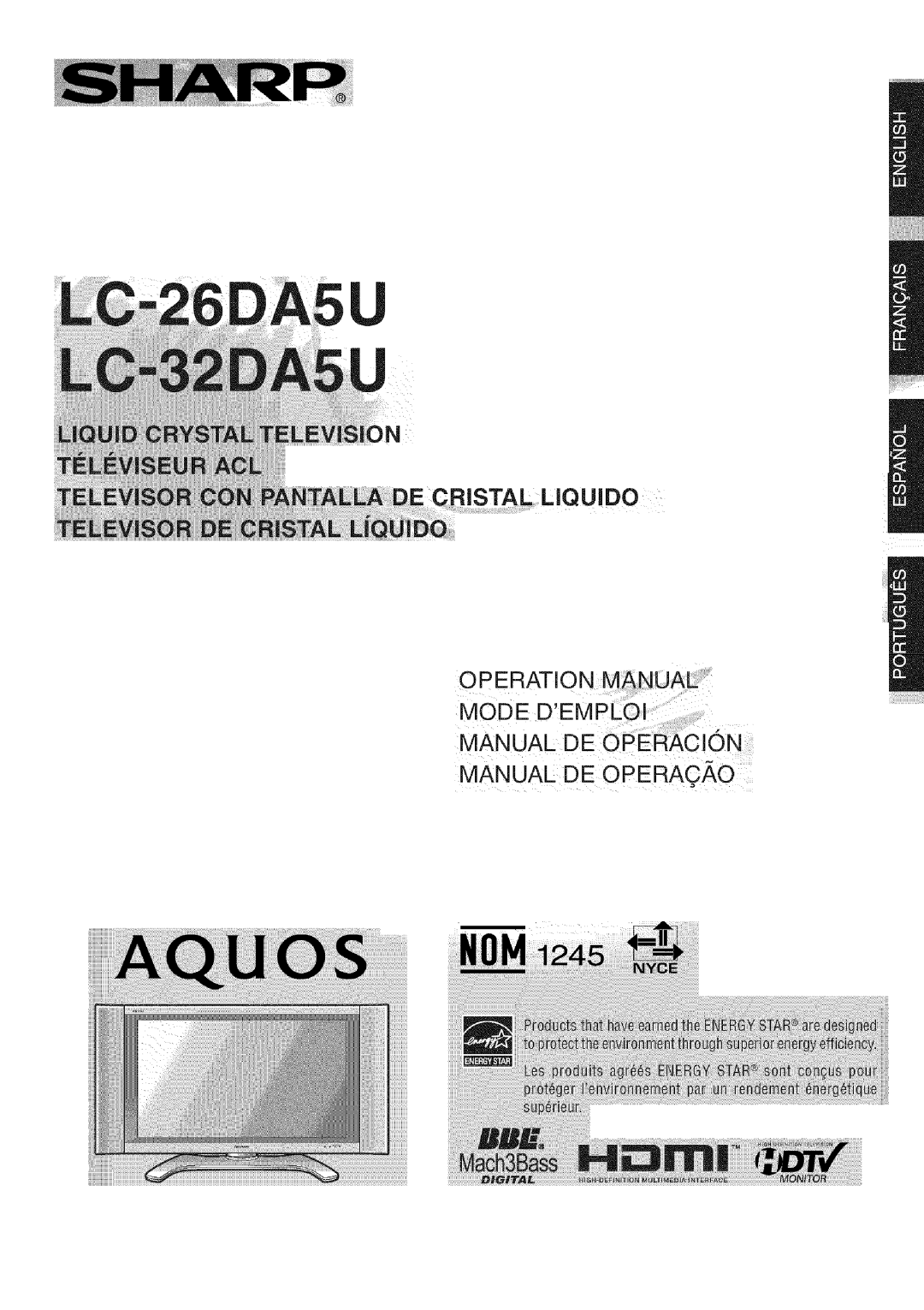 Sharp LC-26DA5U, LC-32DA5U manual Iii%iiiiiiiii 