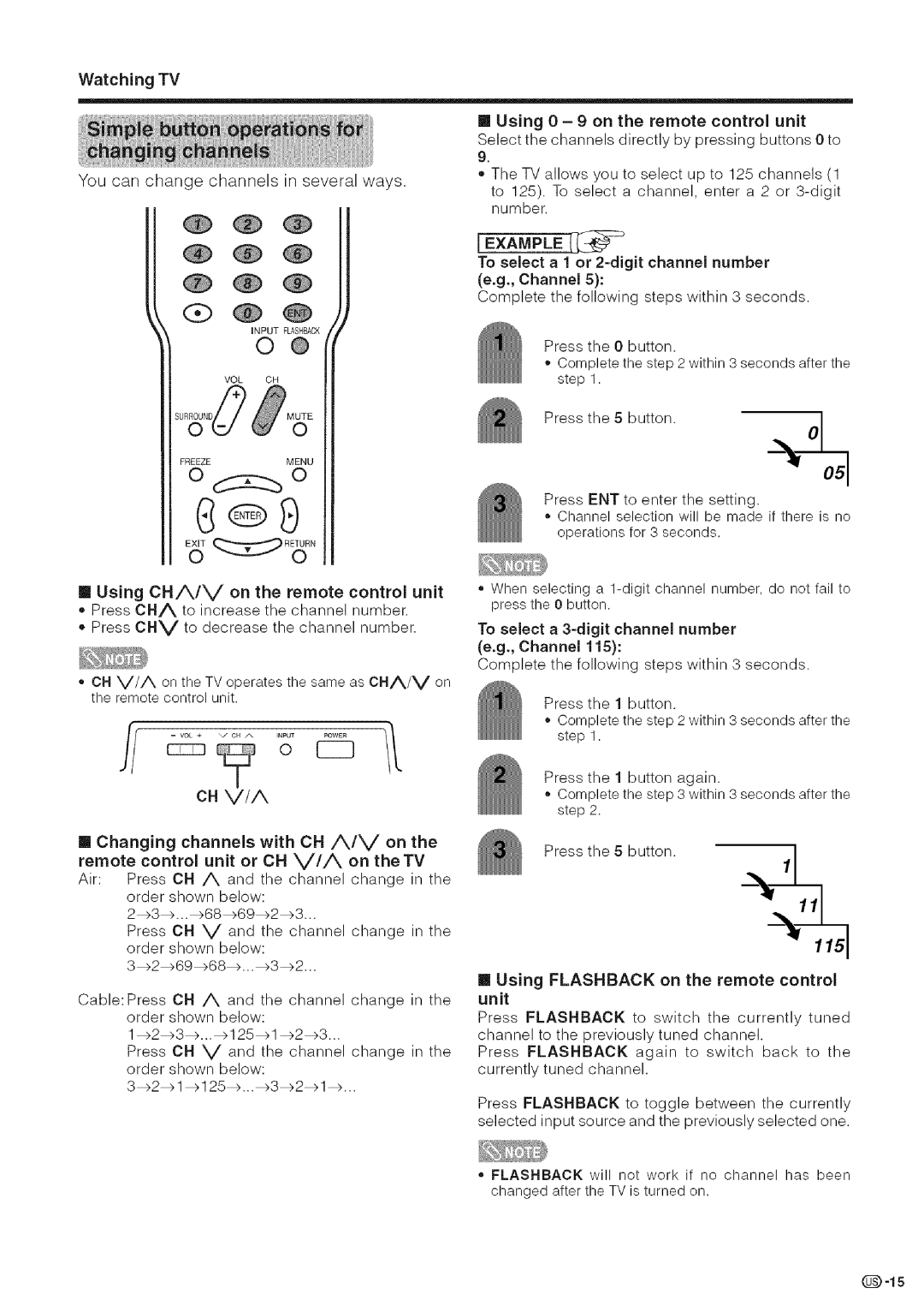 Sharp LC-32DA5U, LC-26DA5U manual You can change channels in several ways, Press the 5 button 