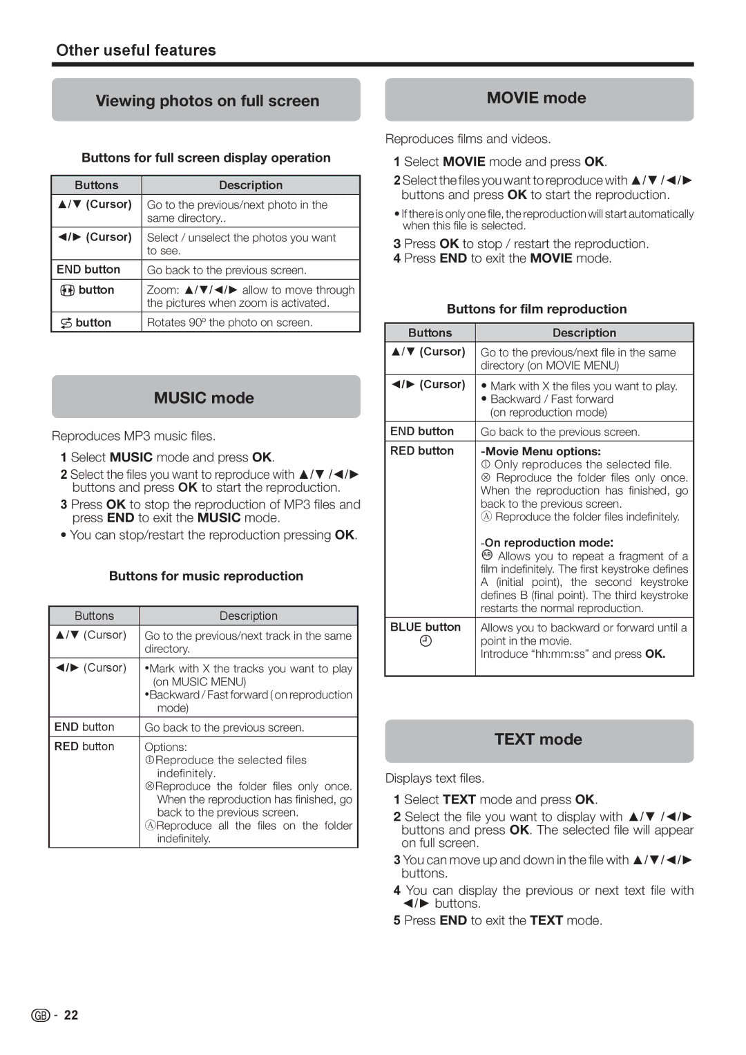 Sharp LC-32DH500E, LC-32DH510E, LC-32DH510S, LC-32DH500S operation manual Music mode, Text mode 