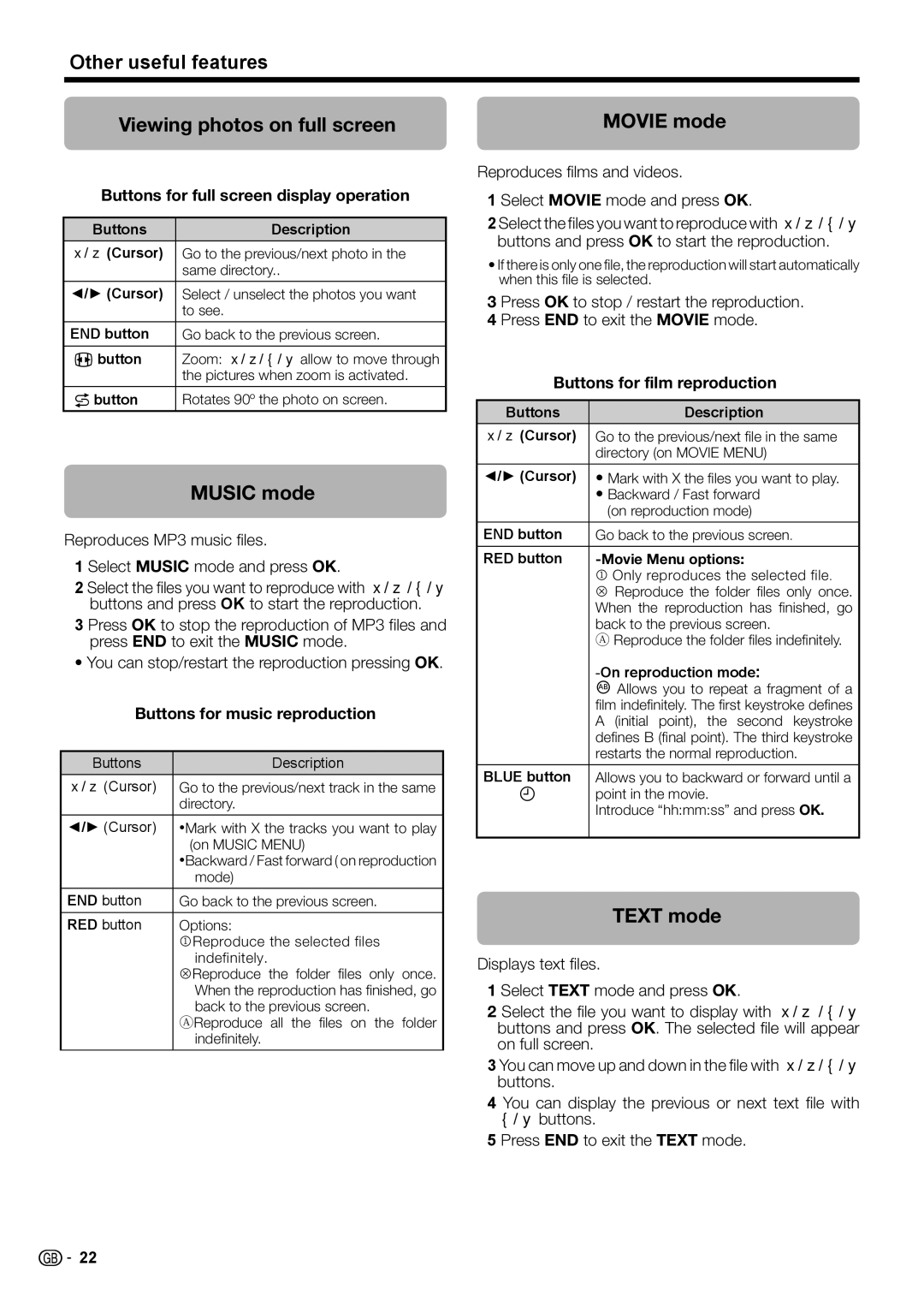 Sharp LC-32DH510E, LC-32DH510S, LC-32DH500E, LC-32DH500S operation manual Music mode, Text mode 