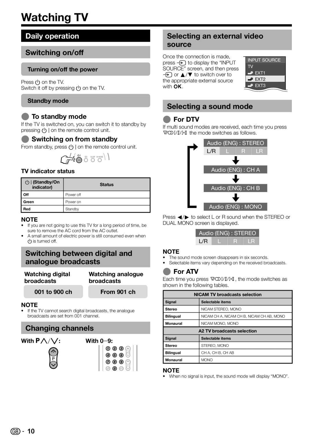 Sharp LC-32DH57E, LC-32DH57S operation manual Watching TV, Daily operation 