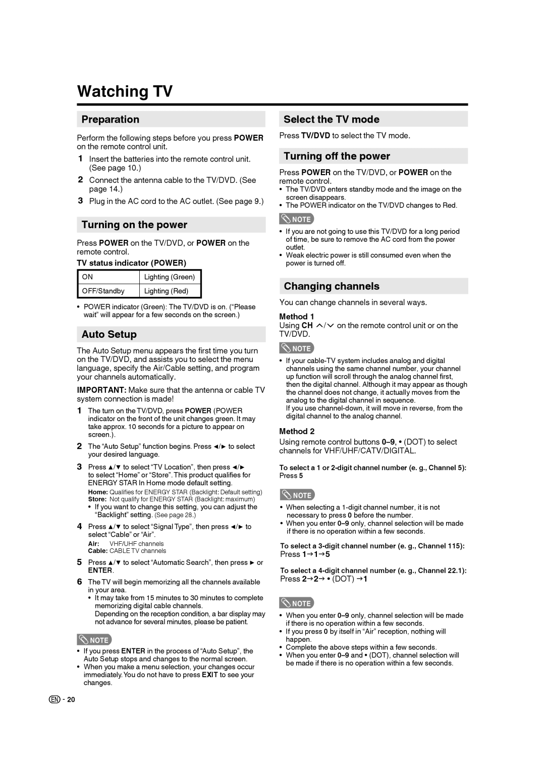 Sharp LC-32DV28UT operation manual Watching TV 