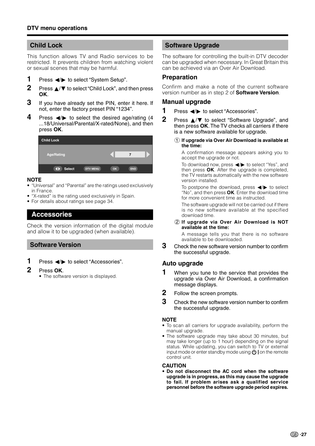 Sharp LC 32GD9E operation manual Accessories 