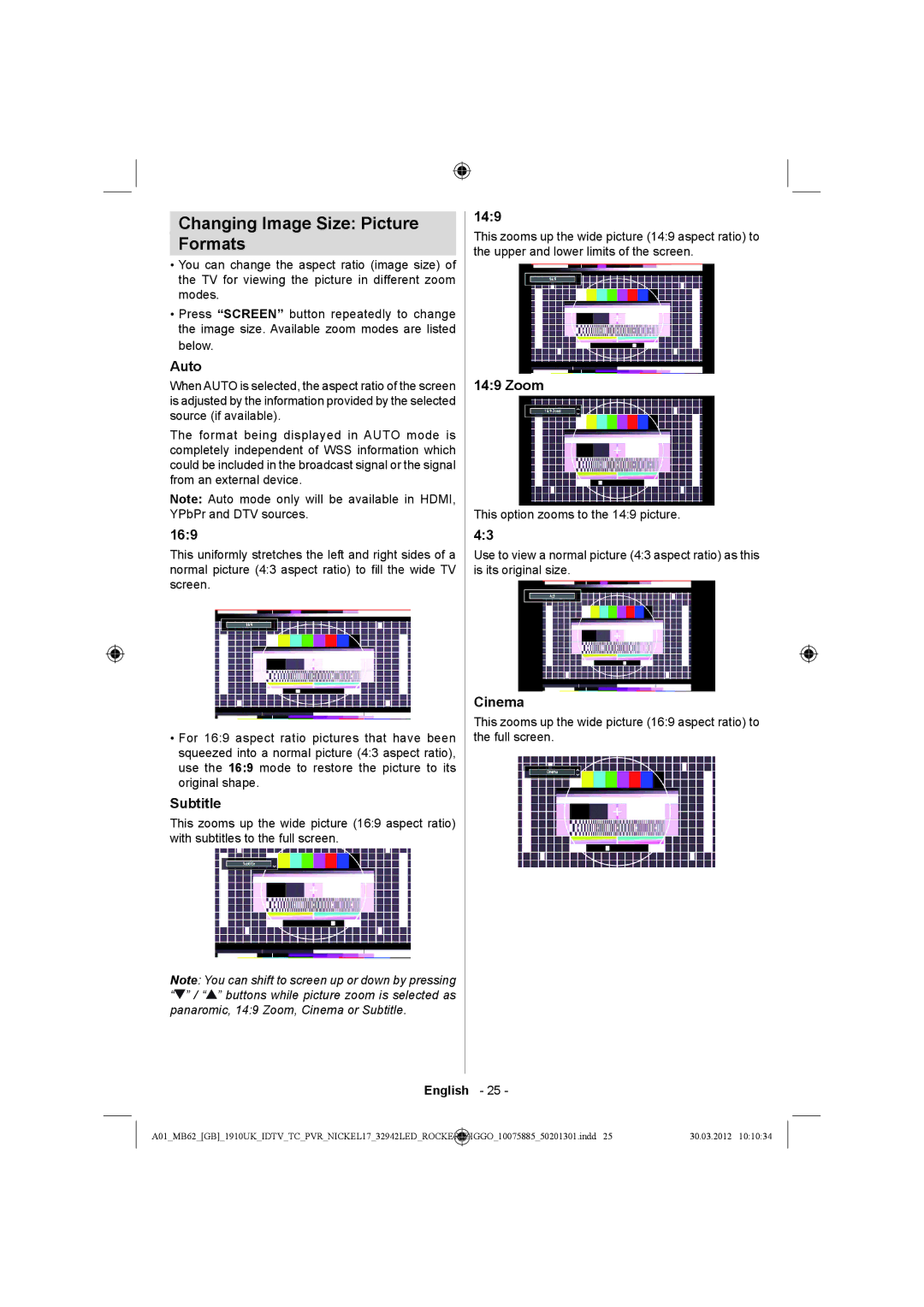 Sharp LC-32LE140E operation manual Changing Image Size Picture Formats 