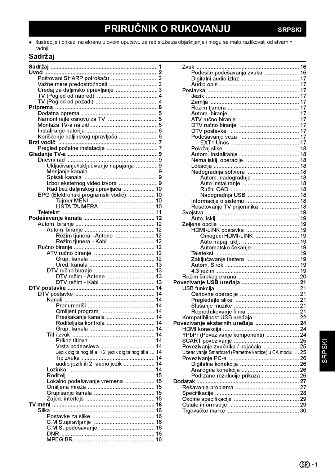 Sharp LC-32LE154V, LC-32LE154E manual Priručnik O Rukovanju 