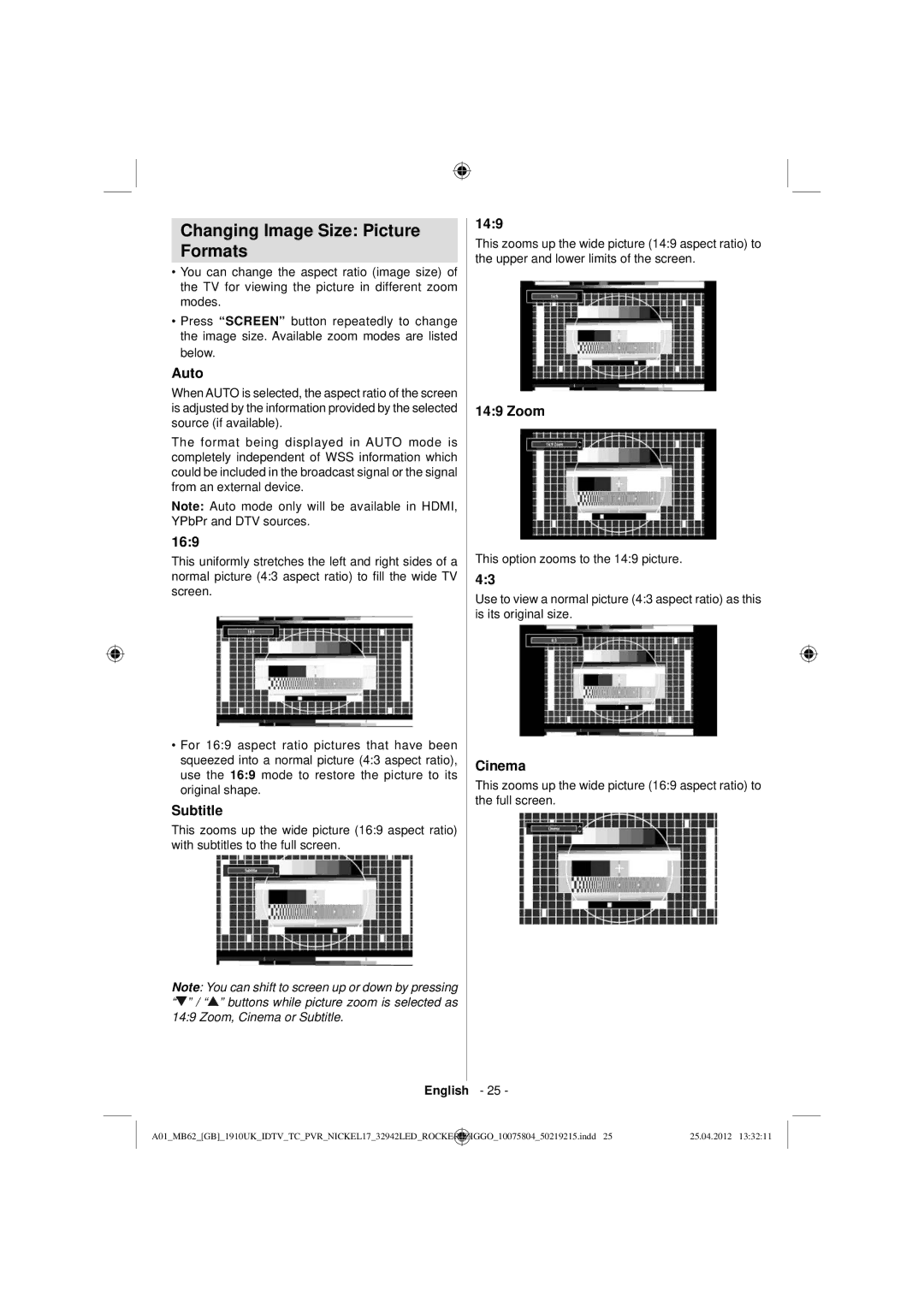 Sharp LC-32LE240E operation manual Changing Image Size Picture Formats 