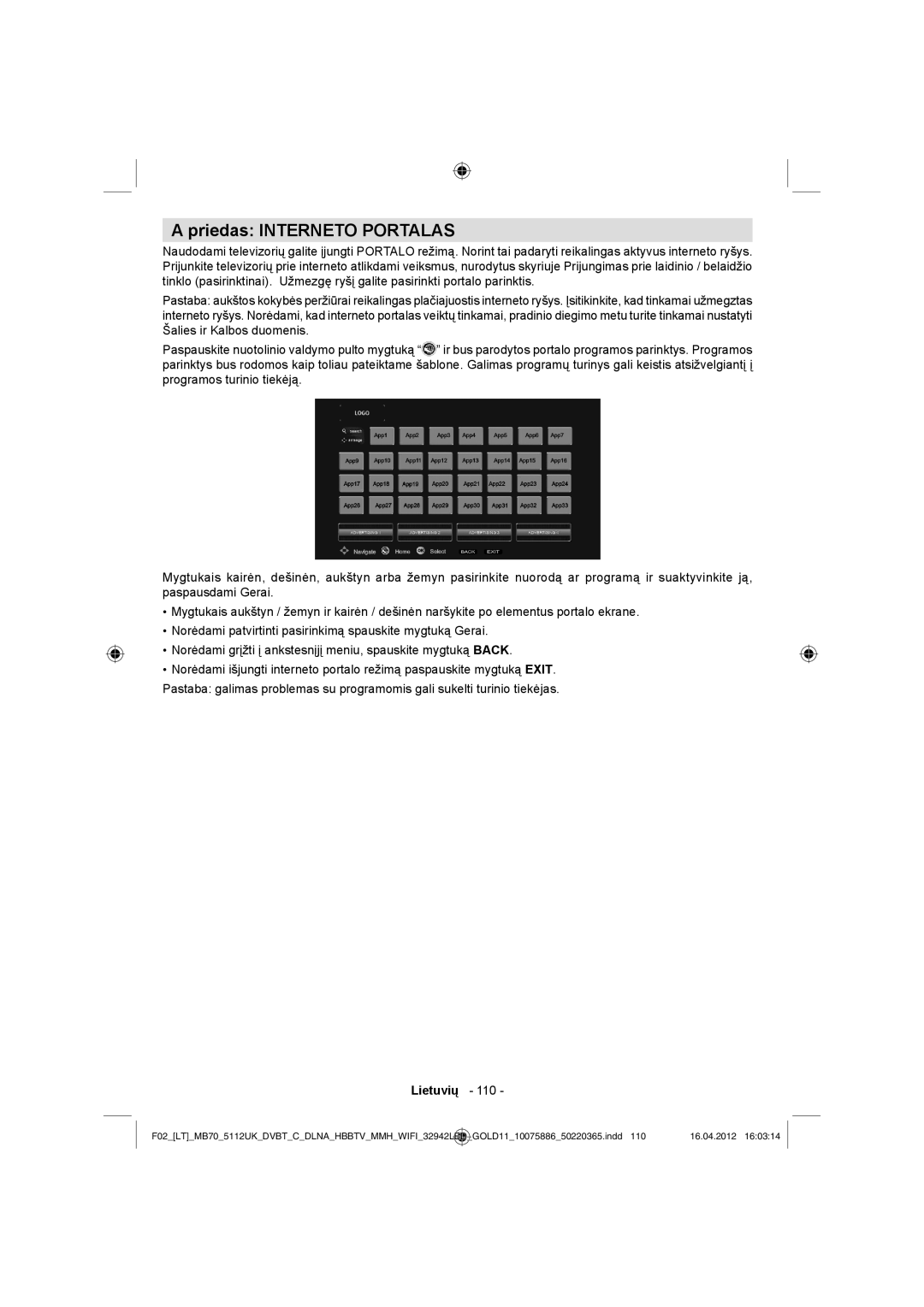 Sharp LC-32LE340E operation manual Priedas Interneto Portalas 