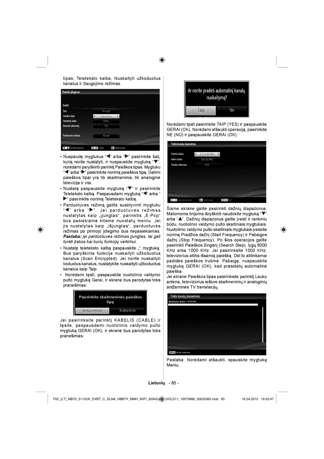 Sharp LC-32LE340E operation manual Lietuvių 