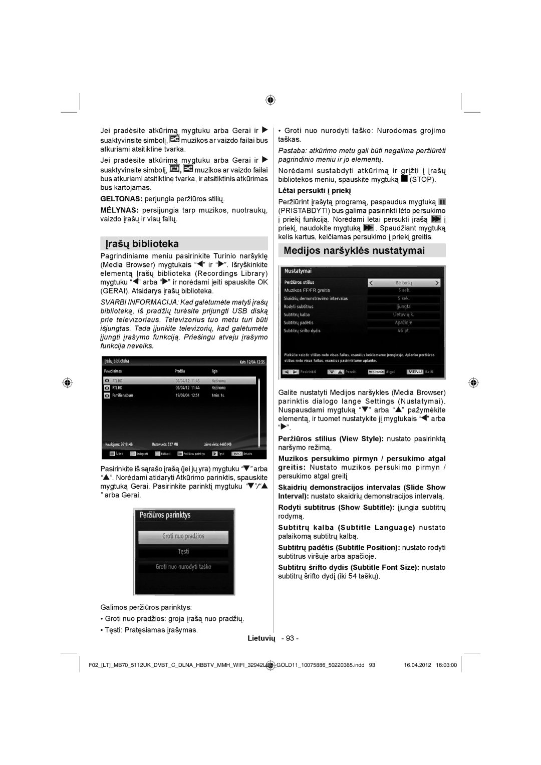 Sharp LC-32LE340E Įrašų biblioteka, Medijos naršyklės nustatymai, Groti nuo nurodyti taško Nurodomas grojimo taškas 