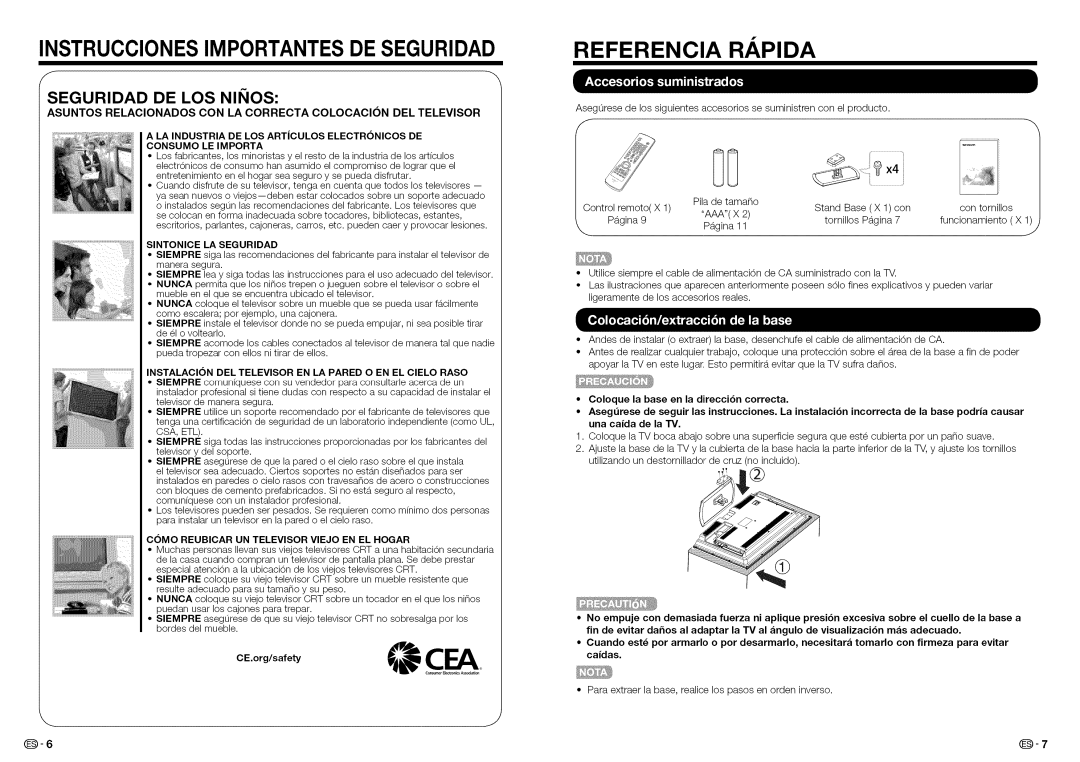 Sharp LC32LE450U, LC-32LE450U operation manual Referencia Rapida, De la industria, De Iograr, CE.org/safetyCEA+ 