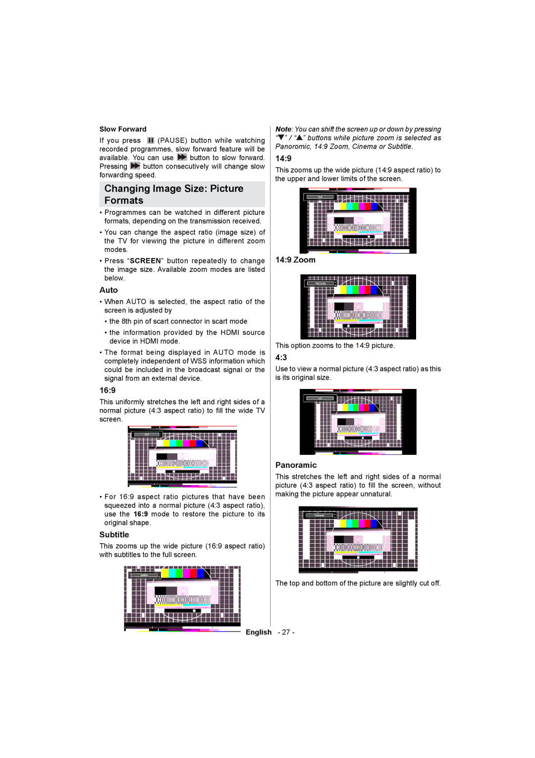 Sharp LC-32LE511E operation manual Changing Image Size Picture Formats 