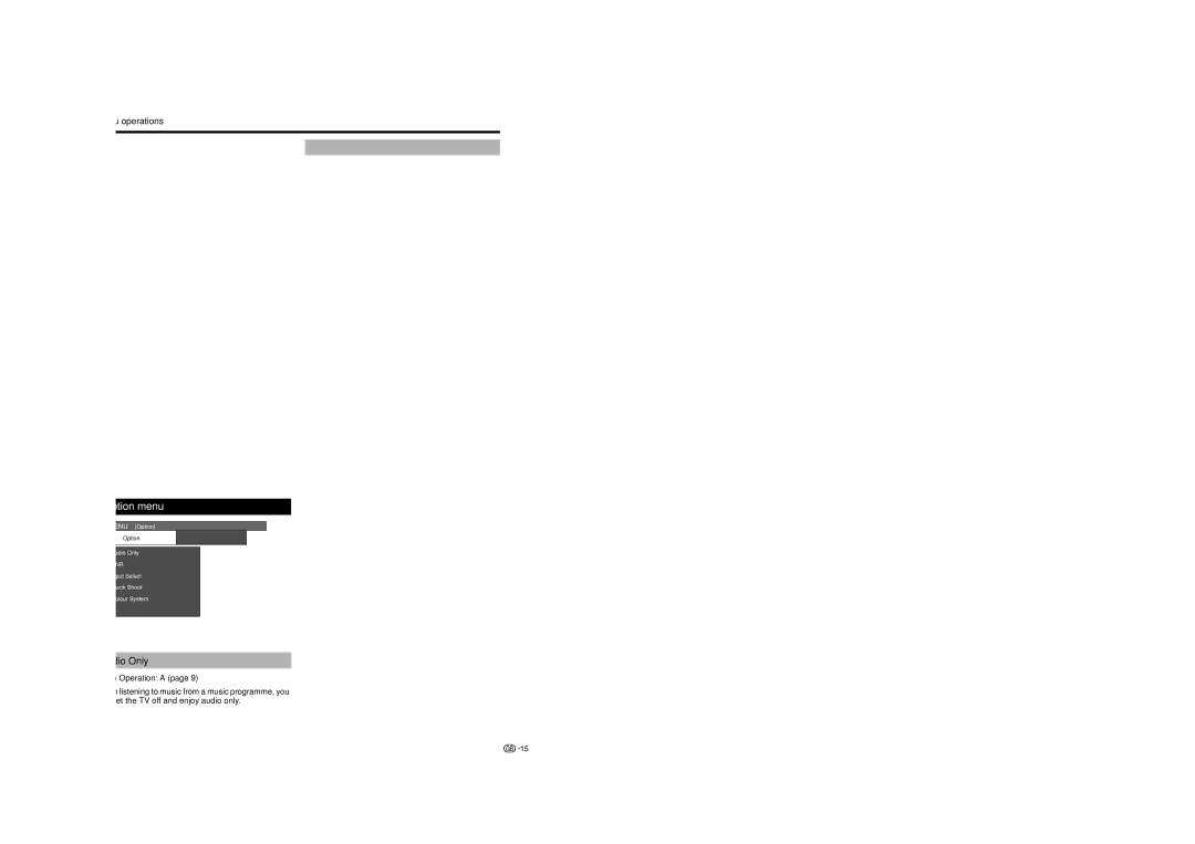 Sharp LC-26P50E, LC-32P50E, LC-37P50E operation manual Option menu 