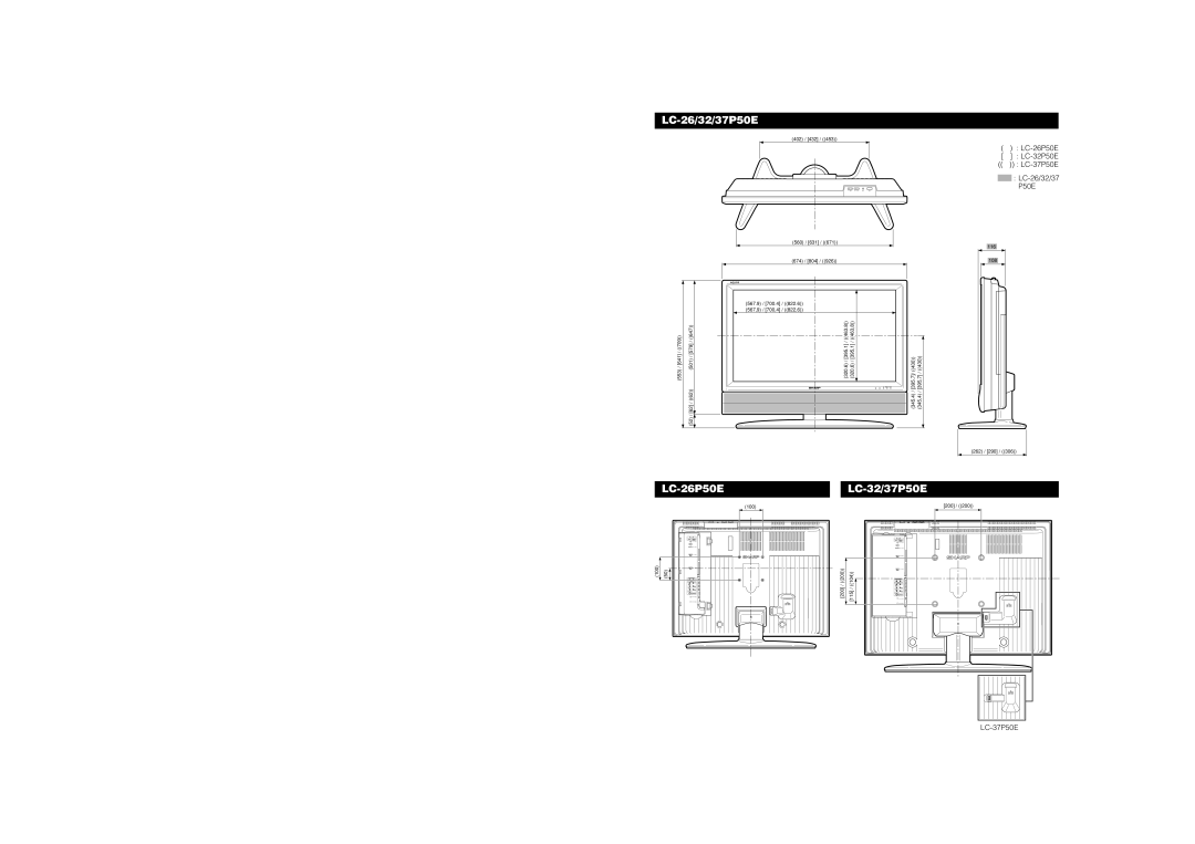 Sharp LC-32P50E, LC-37P50E operation manual LC-26/32/37P50E, LC-26P50ELC-32/37P50E 