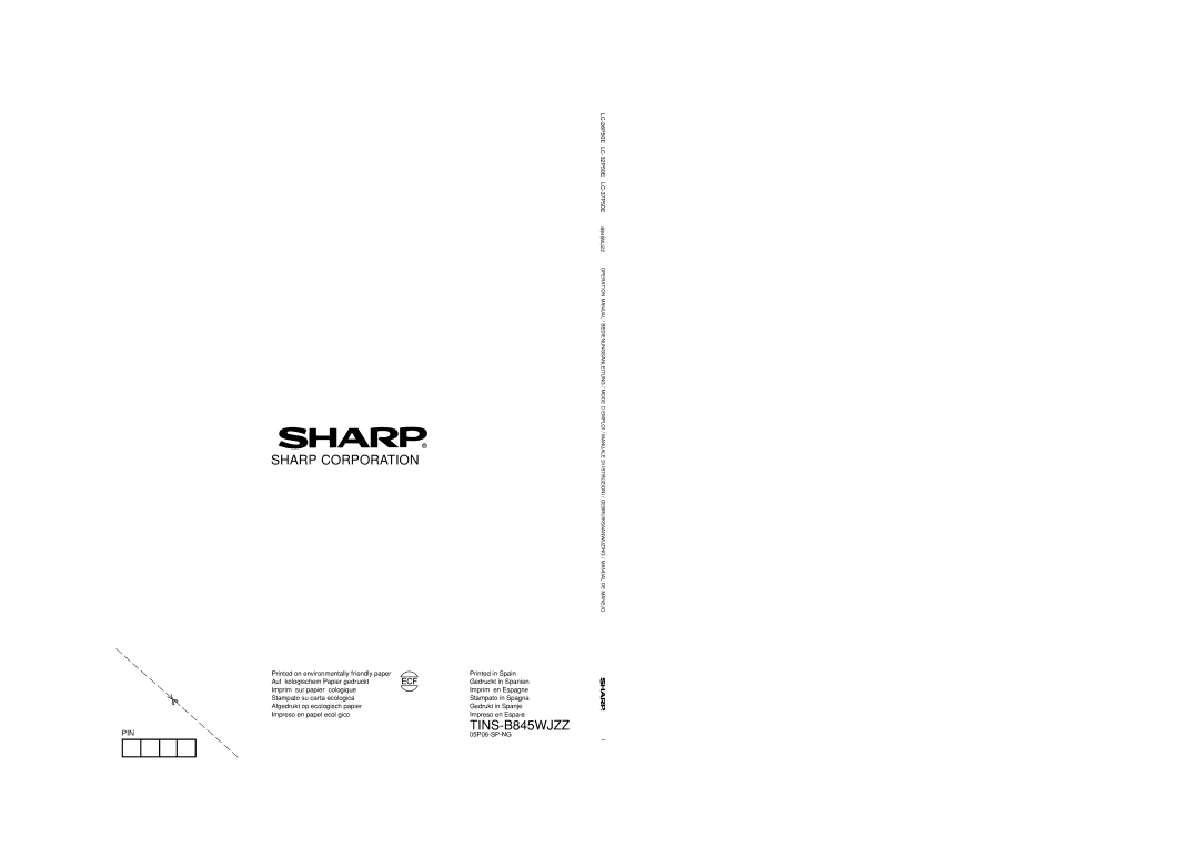 Sharp LC-32P50E, LC-37P50E, LC-26P50E operation manual Sharp Corporation 