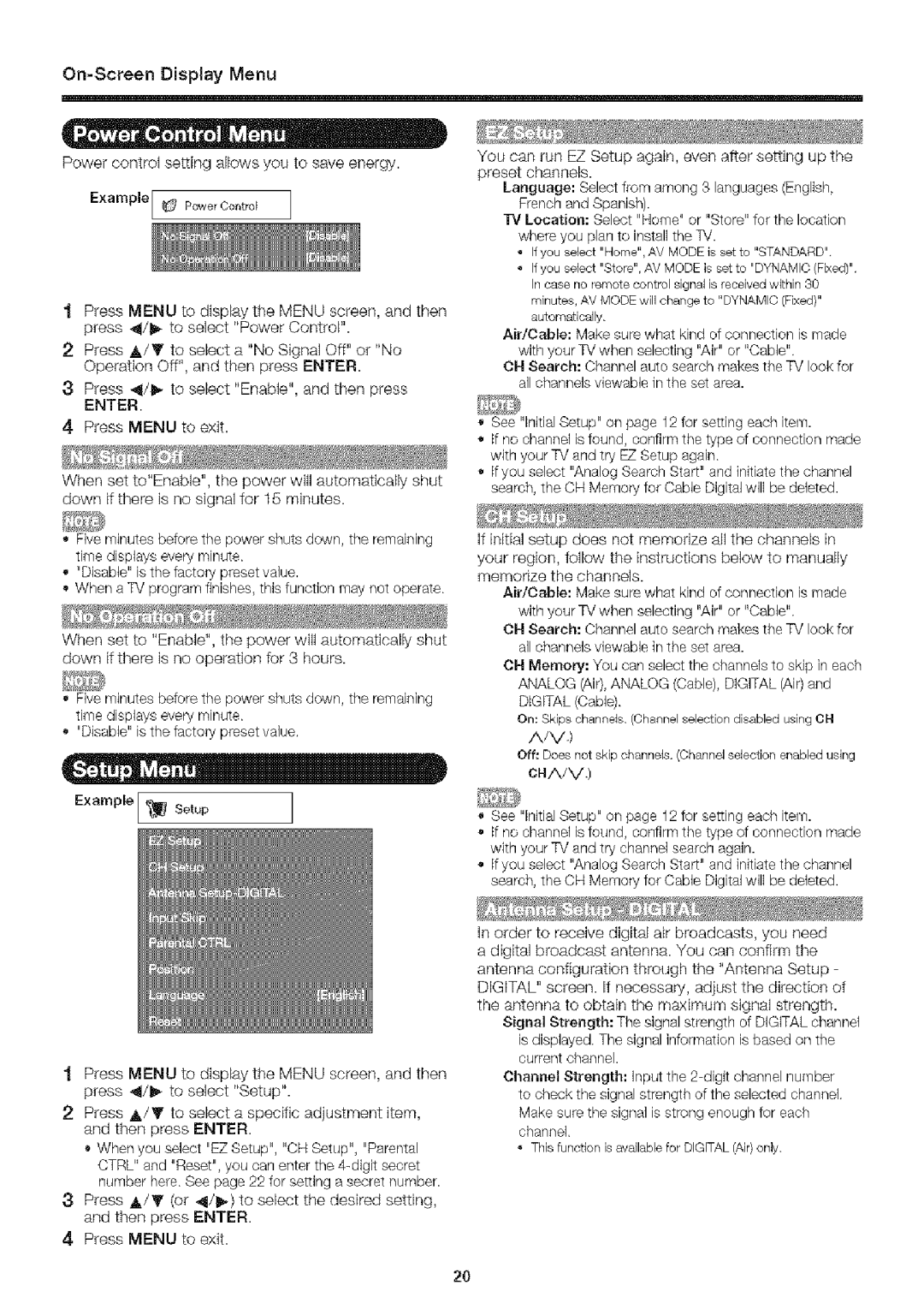 Sharp LC-32SB24U operation manual On-ScreenDisplay Menu 