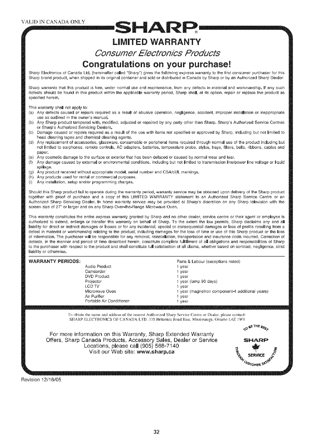 Sharp LC-32SB24U operation manual Sharp 