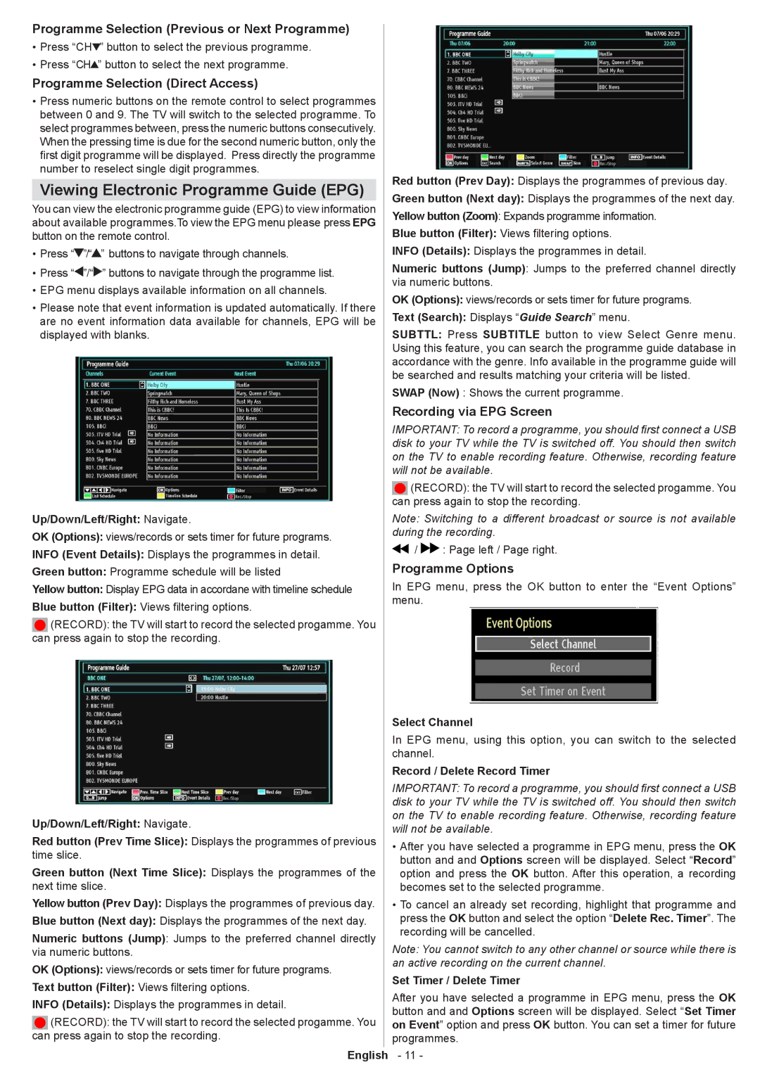 Sharp LC-32SH130K operation manual Viewing Electronic Programme Guide EPG, Programme Selection Previous or Next Programme 