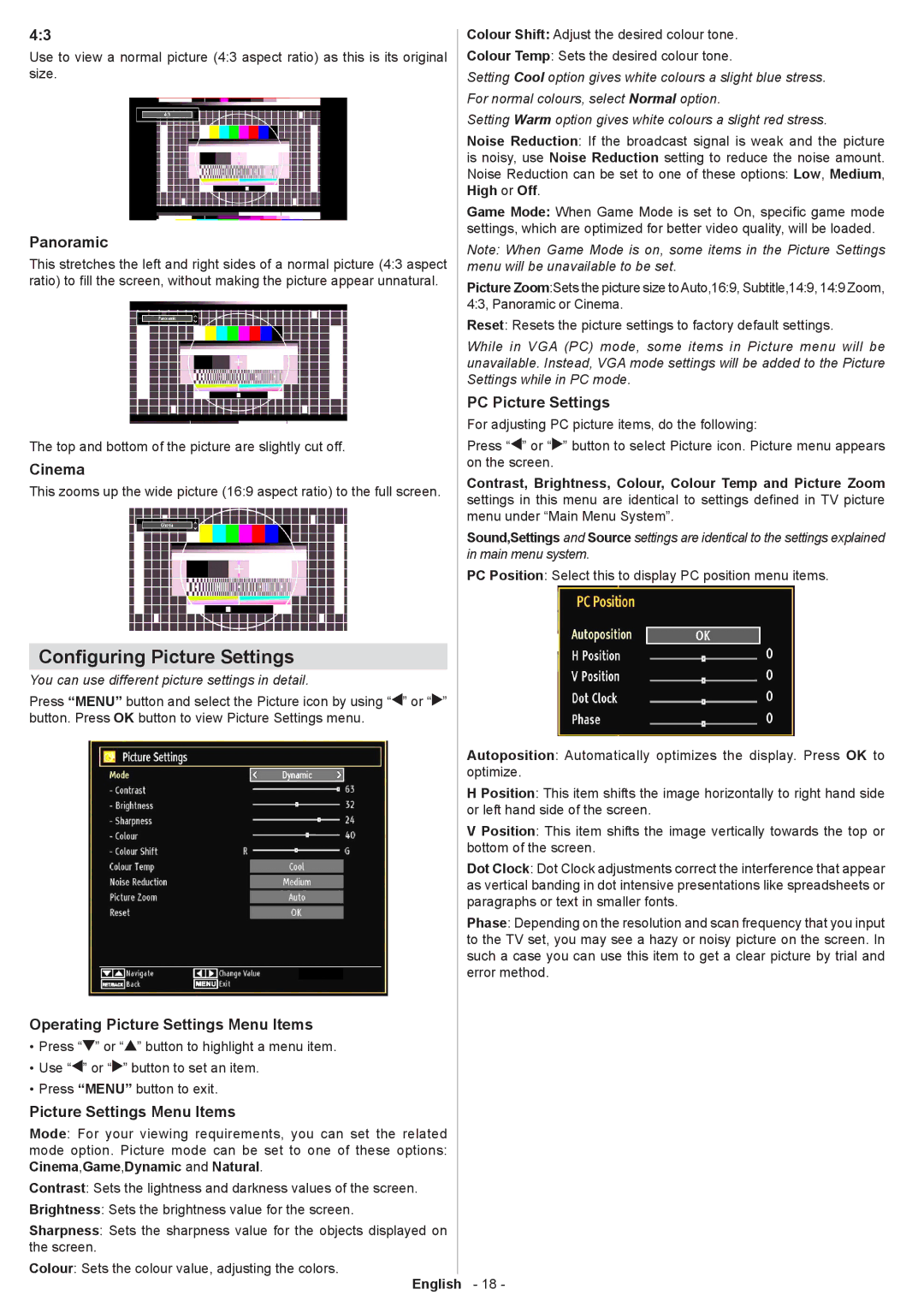 Sharp LC-32SH130K operation manual Configuring Picture Settings 