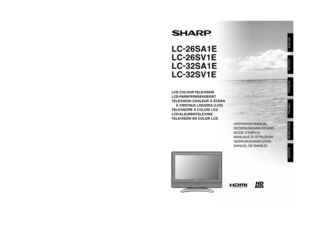 Sharp operation manual LC-26SA1E LC-26SV1E LC-32SA1E LC-32SV1E 