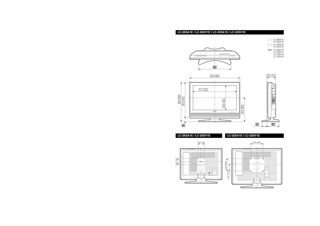 Sharp operation manual LC-26SA1E / LC-26SV1E / LC-32SA1E / LC-32SV1E, LC-26SA1E / LC-26SV1E LC-32SA1E / LC-32SV1E 