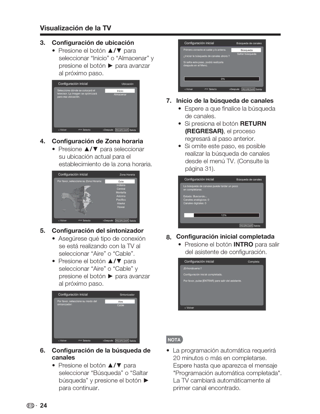 Sharp LC-46SV49U, LC-32SV29U, LC-26SV490U operation manual Visualización de la TV 