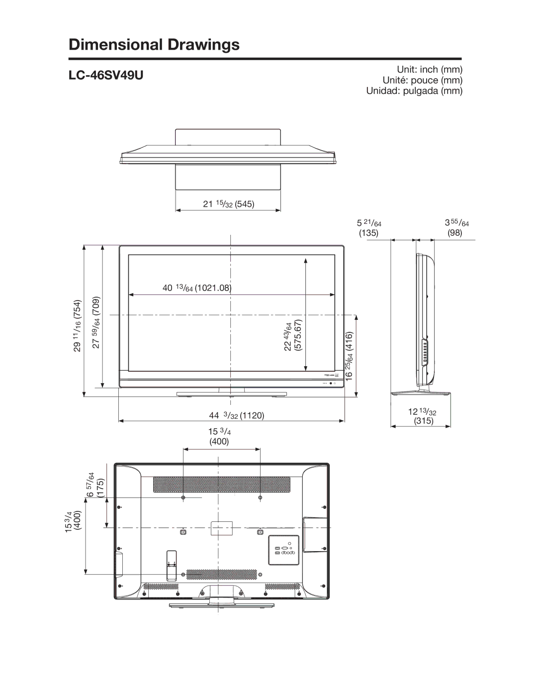 Sharp LC-26SV490U, LC-32SV29U operation manual LC-46SV49U 