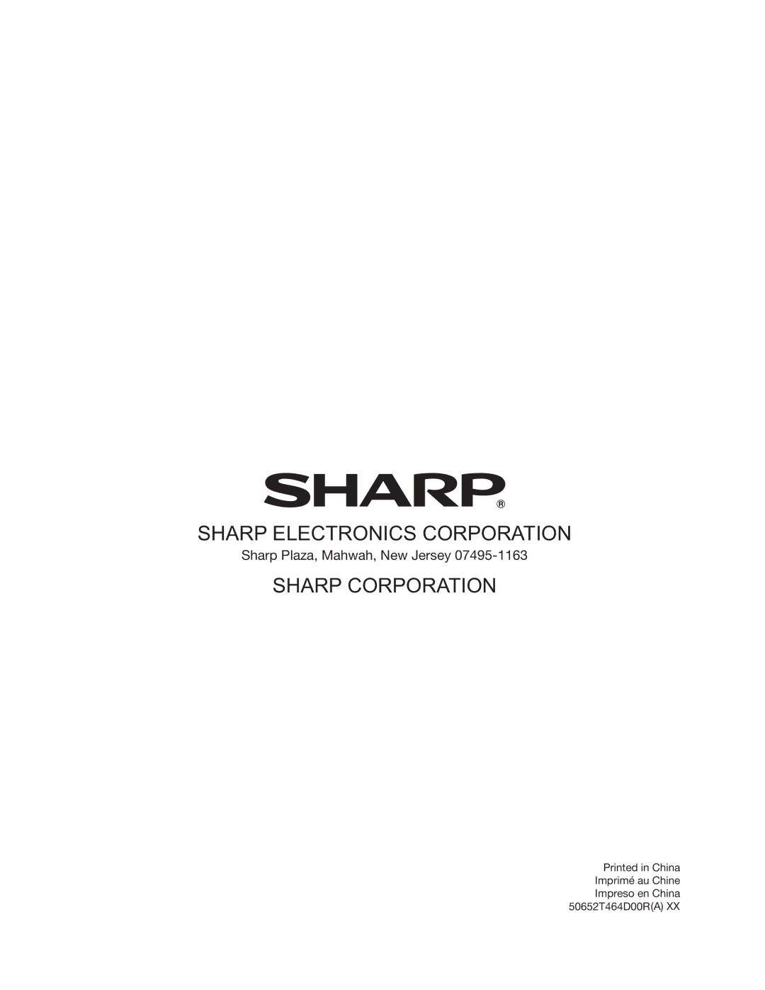 Sharp LC-46SV49U, LC-32SV29U, LC-26SV490U operation manual Sharp Electronics Corporation 