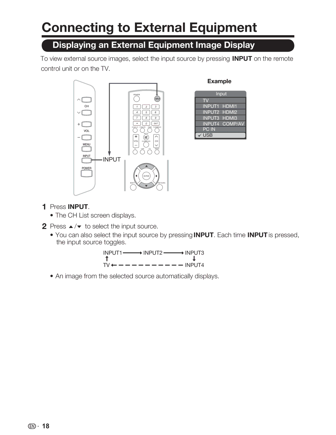 Sharp LC-26SV490U, LC-32SV29U, LC-46SV49U operation manual Connecting to External Equipment, Example 