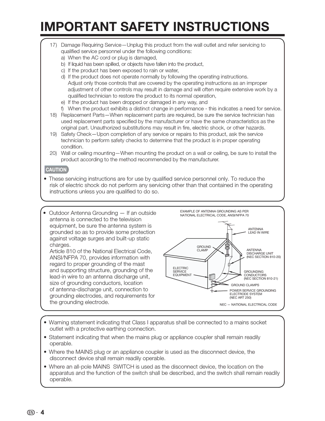 Sharp LC-32SV29U, LC-46SV49U, LC-26SV490U operation manual Antenna is connected to the television 