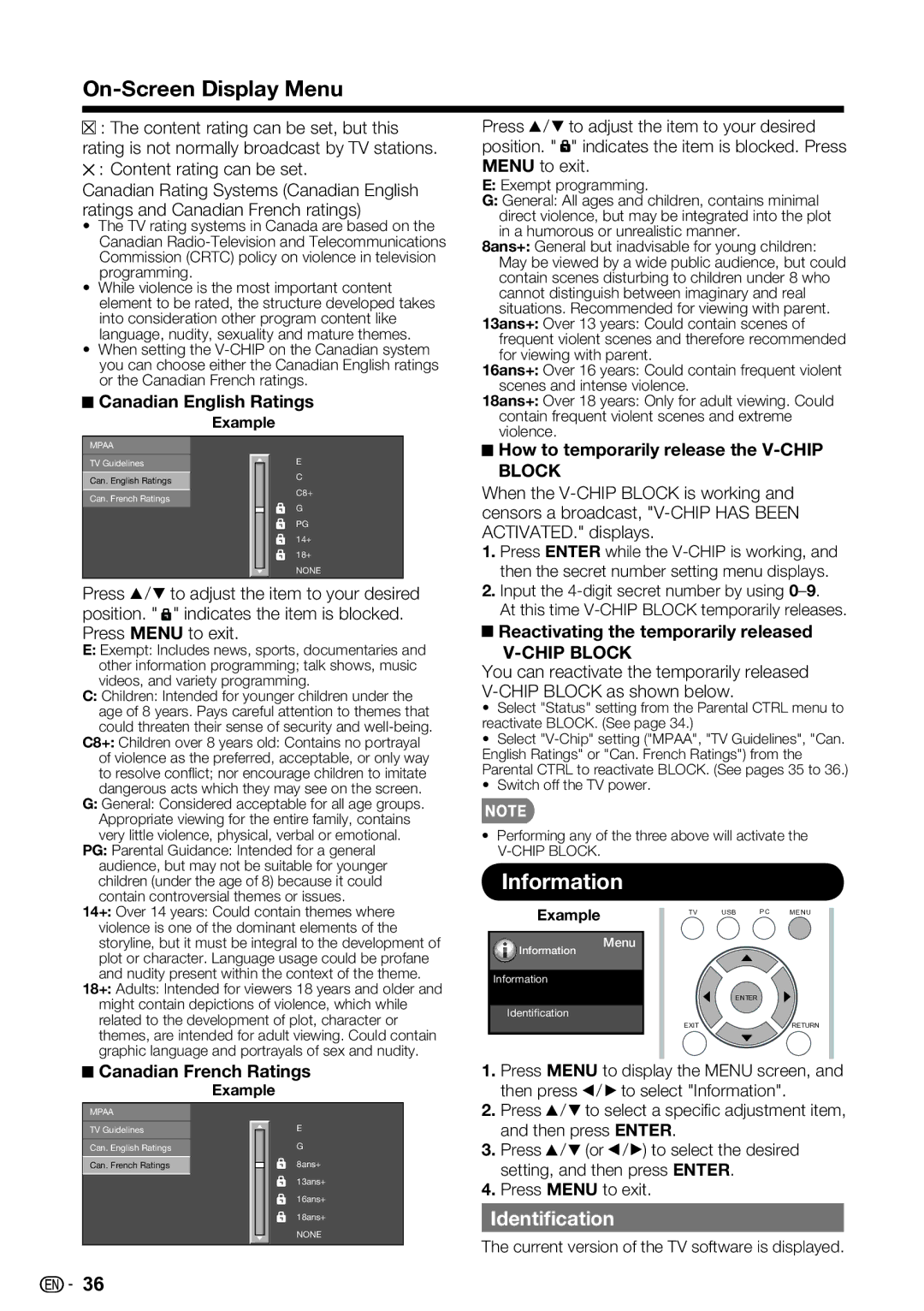 Sharp LC-46SV50U, LC-32SV40U, LC-42SV50U operation manual Information, Identiﬁcation 