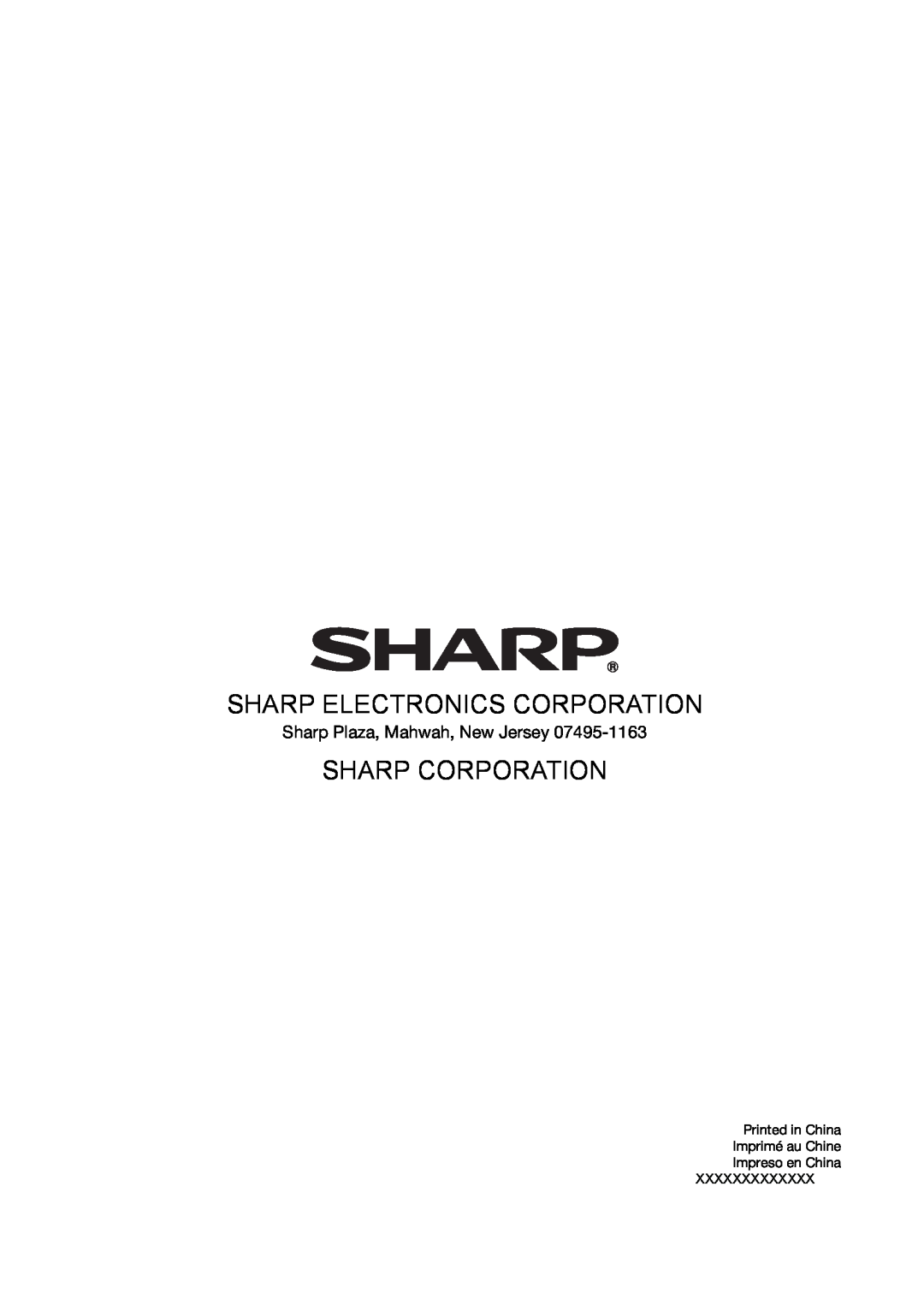 Sharp LC-32SV40U, LC-42SV50U, LC-46SV50U Sharp Electronics Corporation, Sharp Corporation, Sharp Plaza, Mahwah, New Jersey 