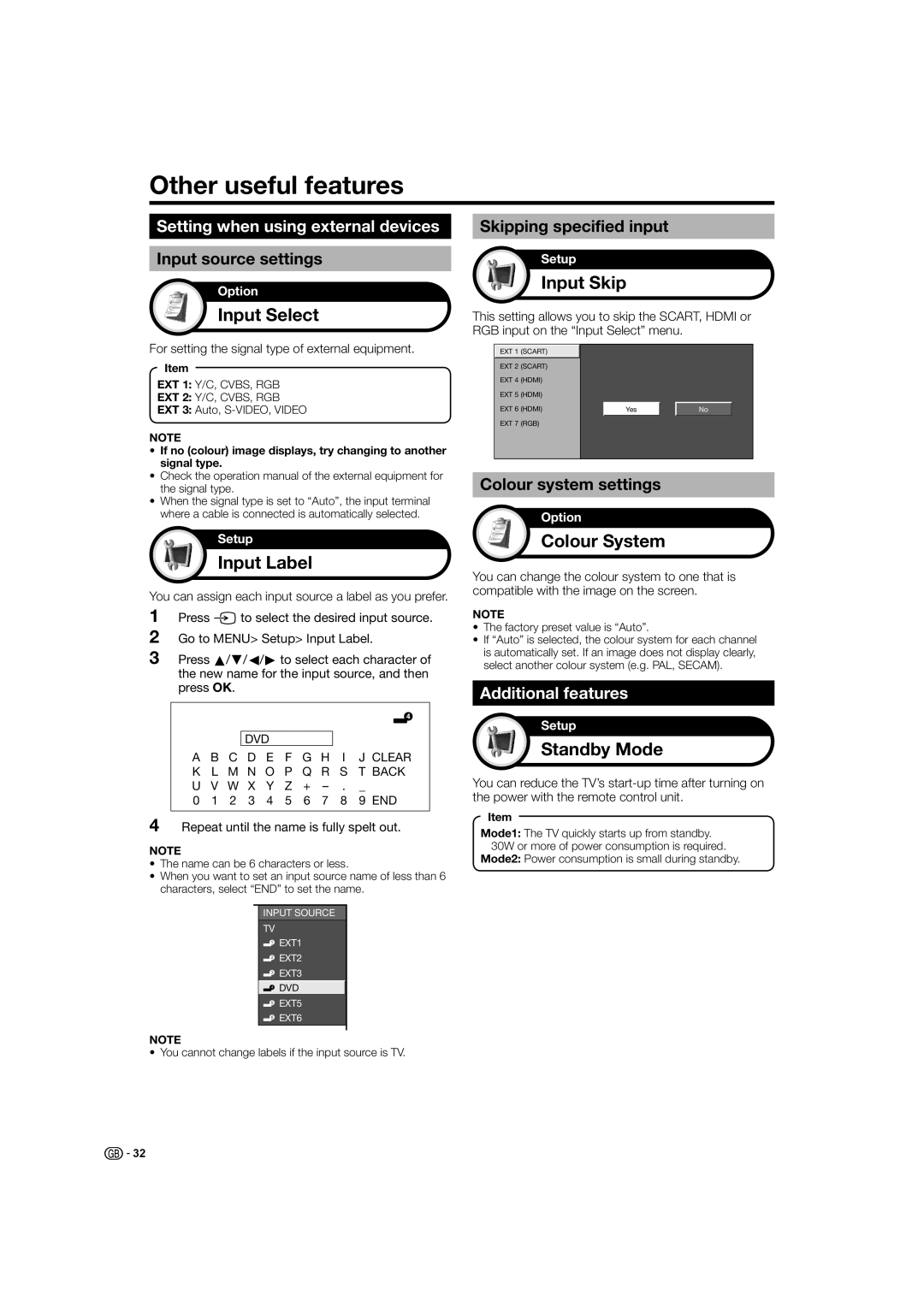 Sharp LC-37X20S, LC-32X20S, LC-37X20E operation manual Other useful features 