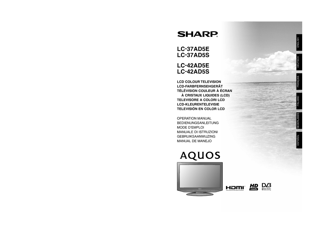 Sharp operation manual LC-37AD5E LC-37AD5S LC-42AD5E LC-42AD5S 