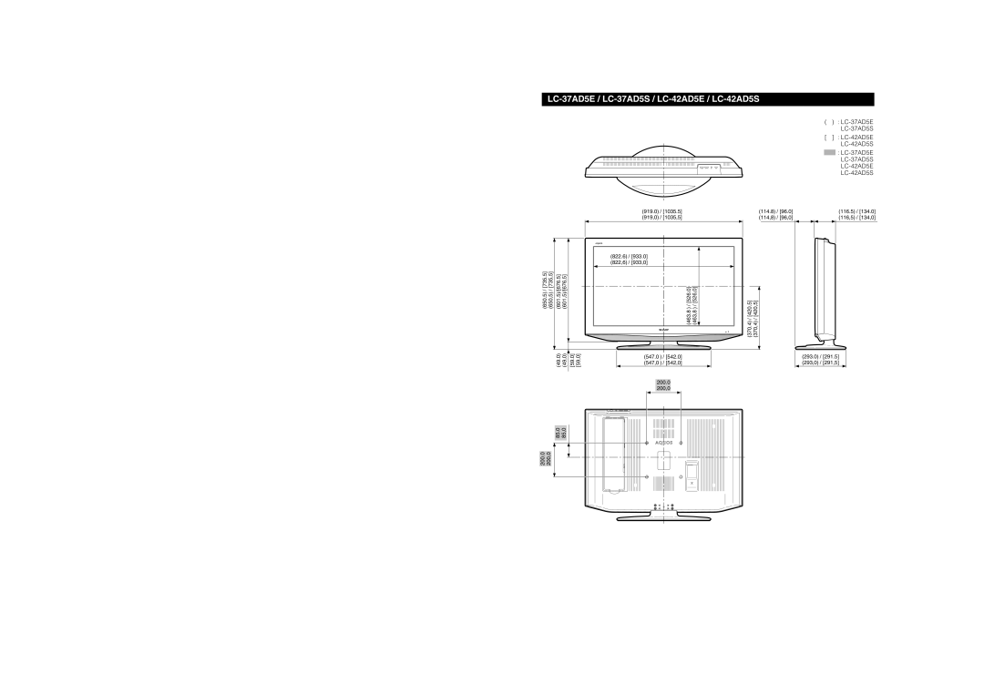 Sharp operation manual LC-37AD5E / LC-37AD5S / LC-42AD5E / LC-42AD5S, LC-37AD5S LC-42AD5E LC-42AD5S 