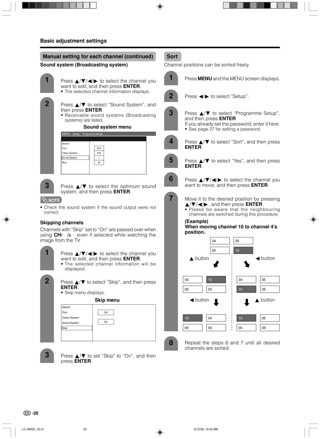 Sharp LC-32AW5X, LC-37AW5X operation manual Sort 