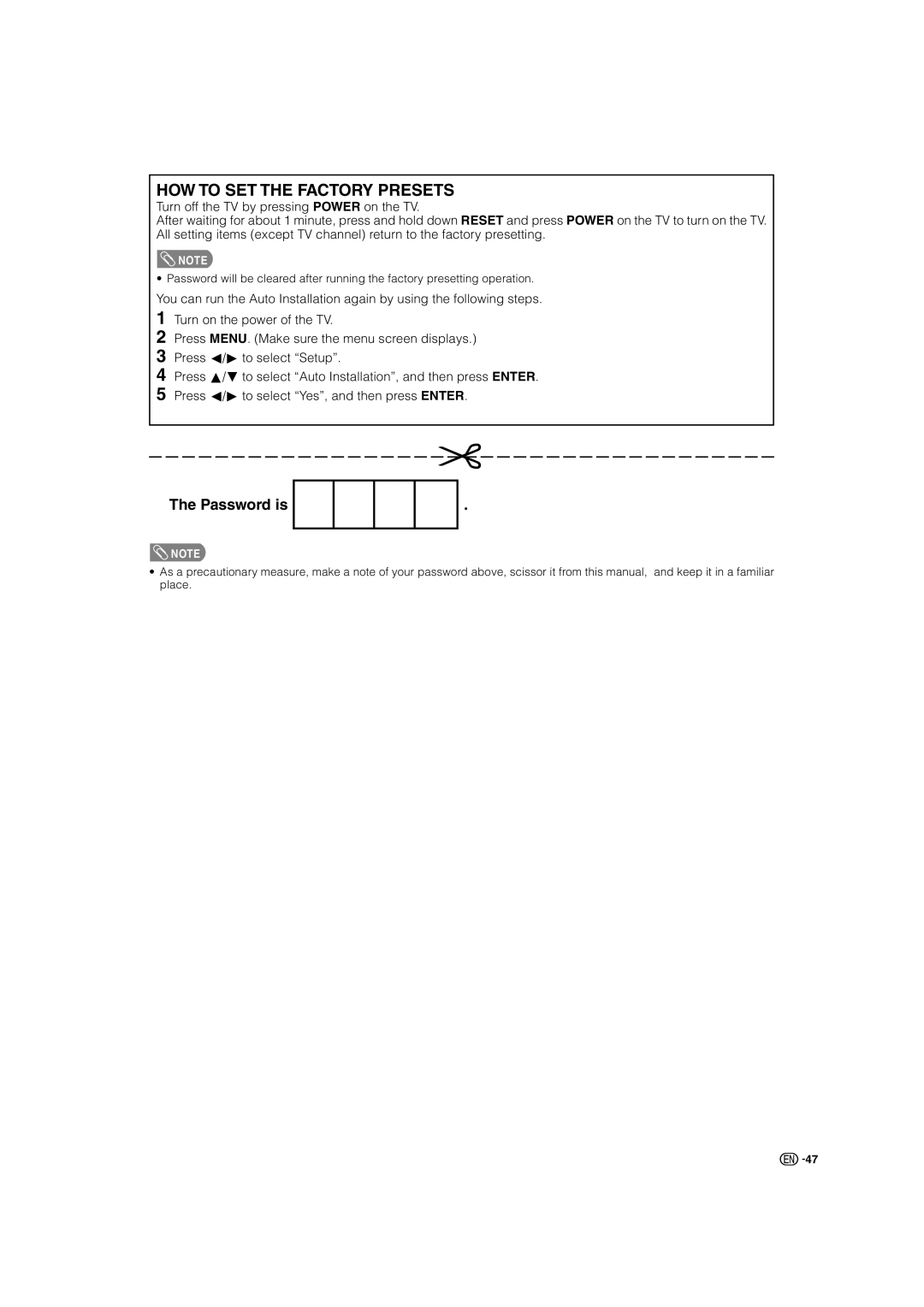 Sharp LC-37AX3X, LC-32AX3X operation manual HOW to SET the Factory Presets 