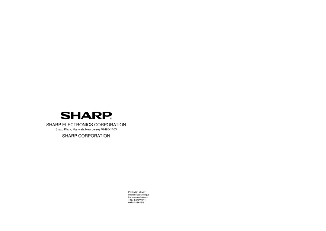 Sharp LC-37BD60U operation manual Sharp Electronics Corporation 