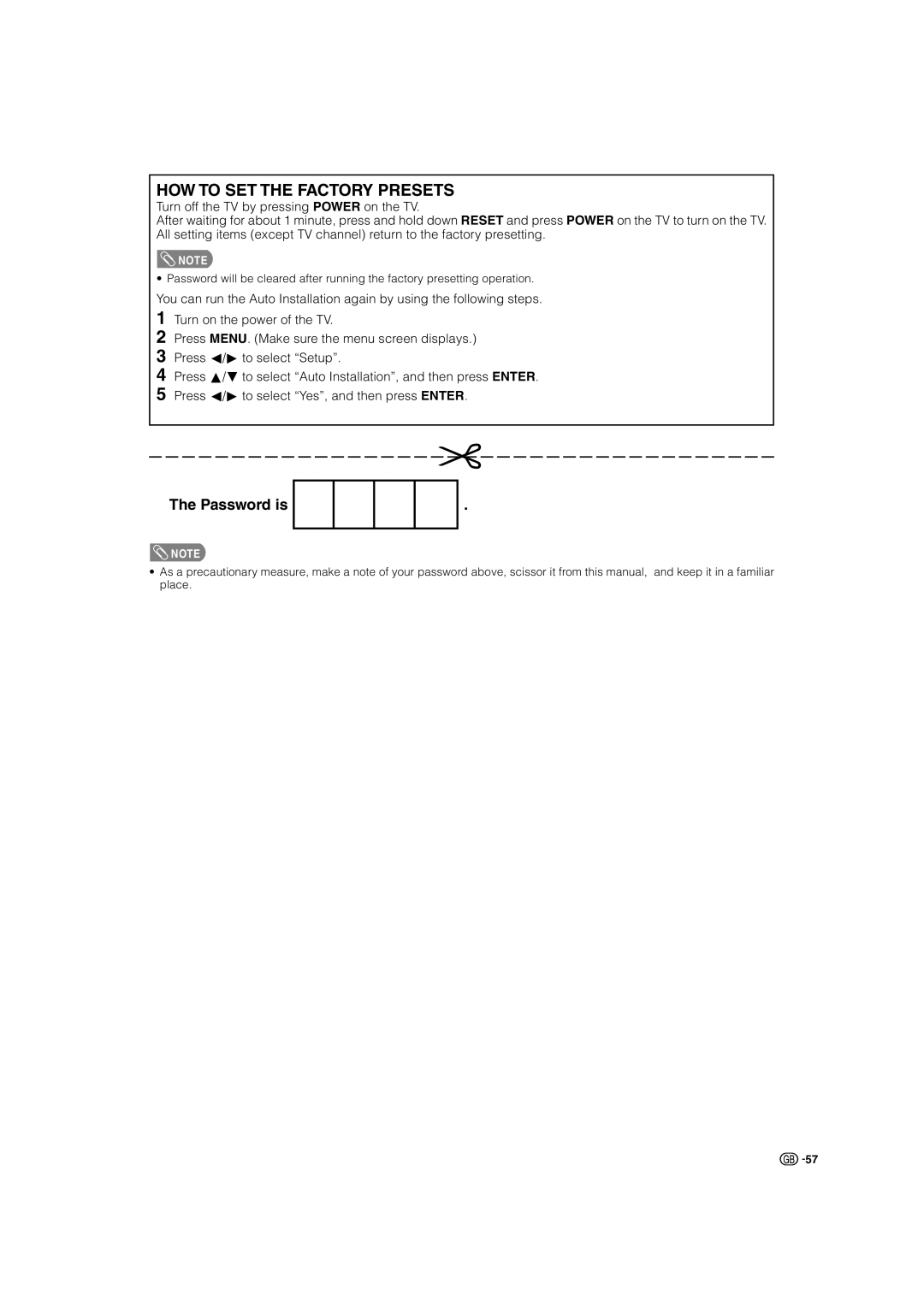 Sharp LC-37GA4X, LC-32GA4X operation manual HOW to SET the Factory Presets 