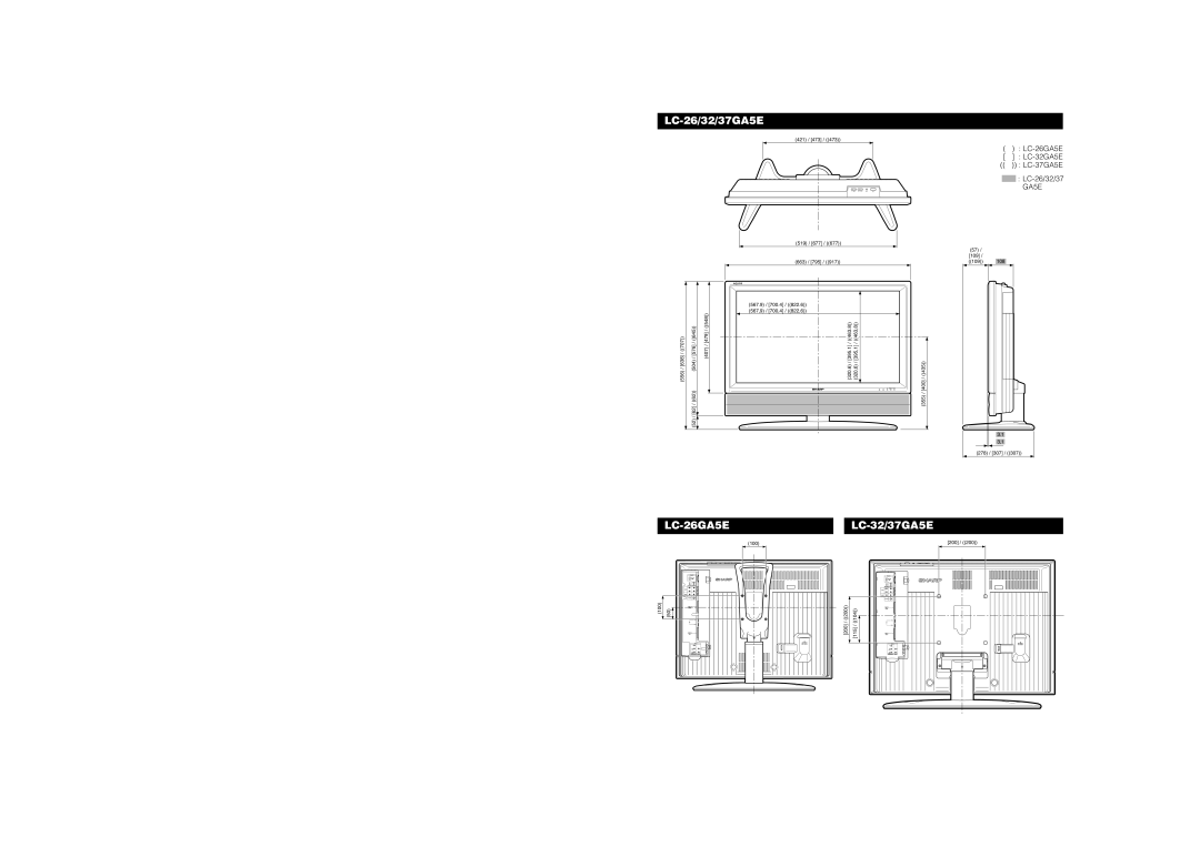 Sharp LC-26GA5E, LC-37GA5E, LC-32GA5E operation manual LC-26/32/37GA5E, LC-32/37GA5E 