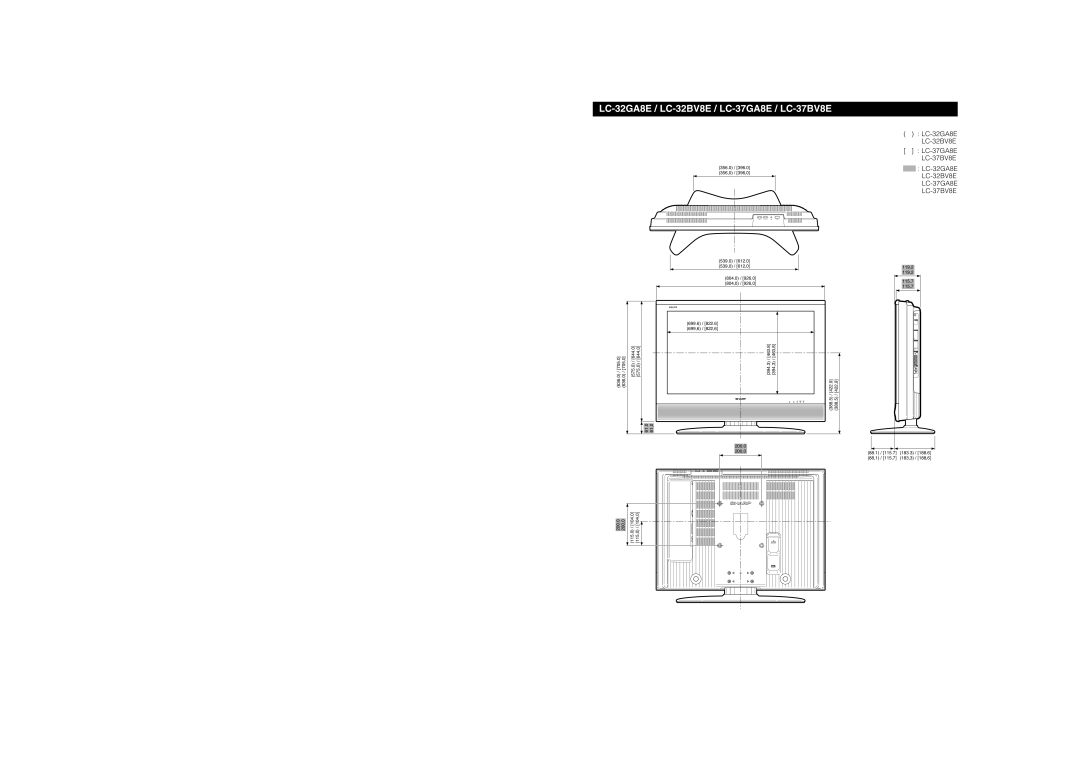 Sharp operation manual LC-32GA8E / LC-32BV8E / LC-37GA8E / LC-37BV8E, LC-32GA8E LC-32BV8E LC-37GA8E LC-37BV8E 