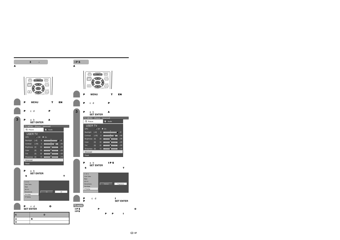 Sharp LC 37HV6U operation manual Basic adjustment settings Film mode 32 pull-down, Setting 