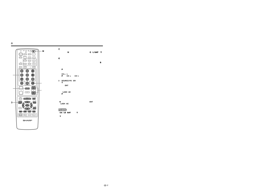 Sharp LC 37HV6U operation manual Mode switch Cable control buttons, CH a/b, 100 ENT 