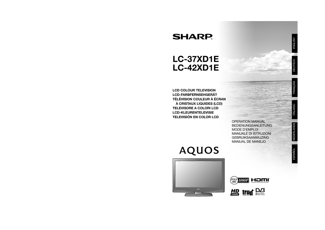 Sharp operation manual LC-37XD1E LC-42XD1E 