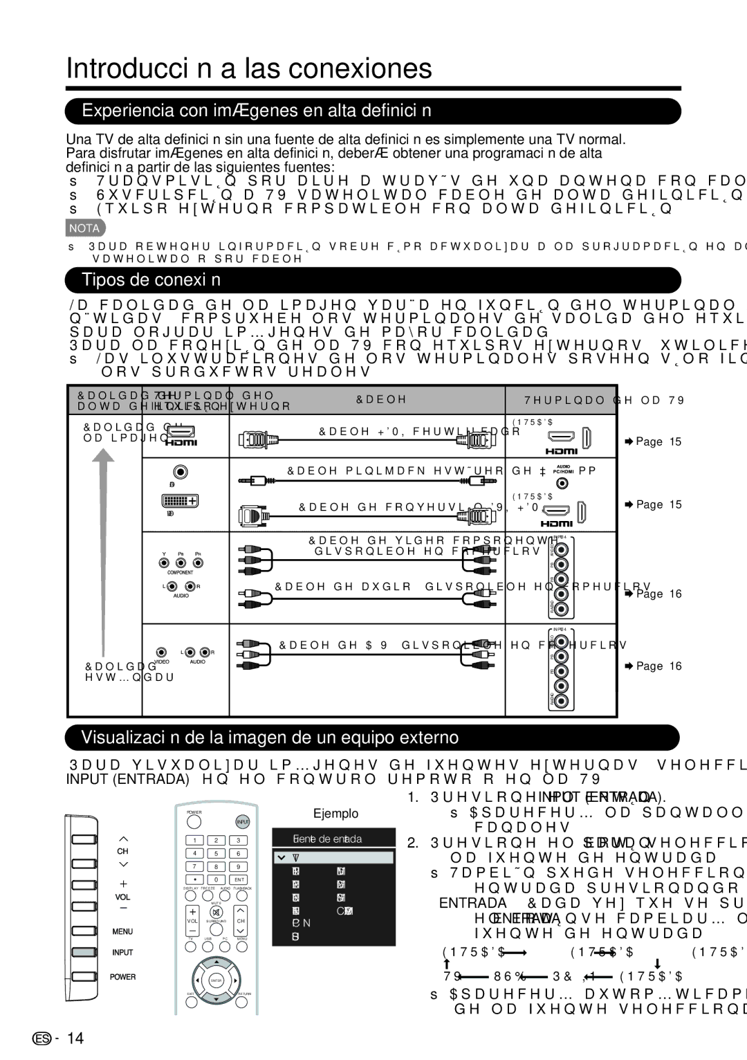 Sharp LC-39LE440U manual Introducción a las conexiones, Visualización de la imagen de un equipo externo, POWEREjemplo 