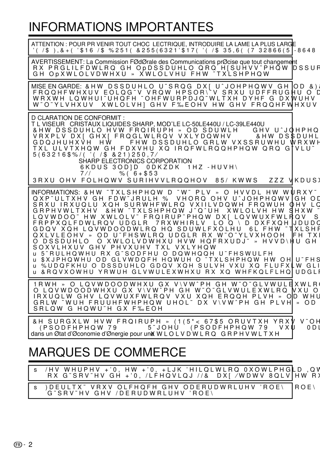 Sharp LC-39LE440U manual Informations Importantes, Déclaration DE Conformité 